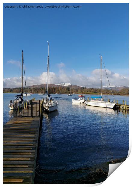 Lake Windermere from Ambleside Print by Cliff Kinch