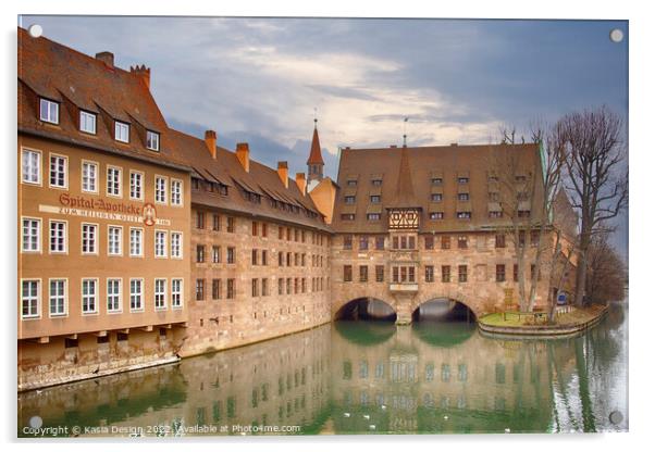 Medieval Old Town, Nuremberg Acrylic by Kasia Design
