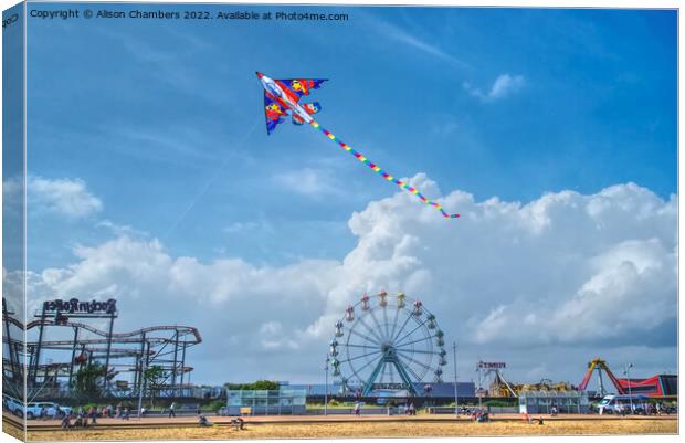 Skegness Beach Kite Canvas Print by Alison Chambers