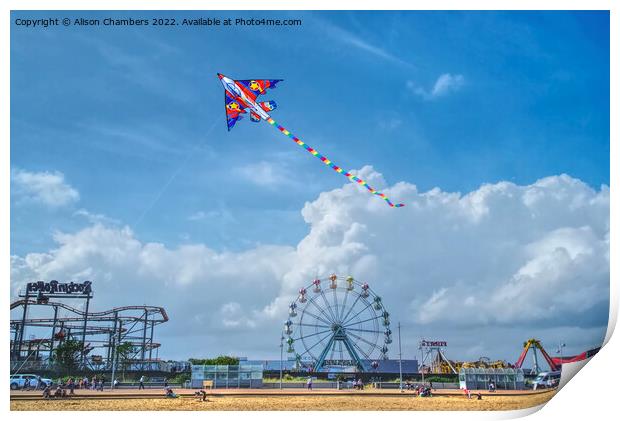 Skegness Beach Kite Print by Alison Chambers