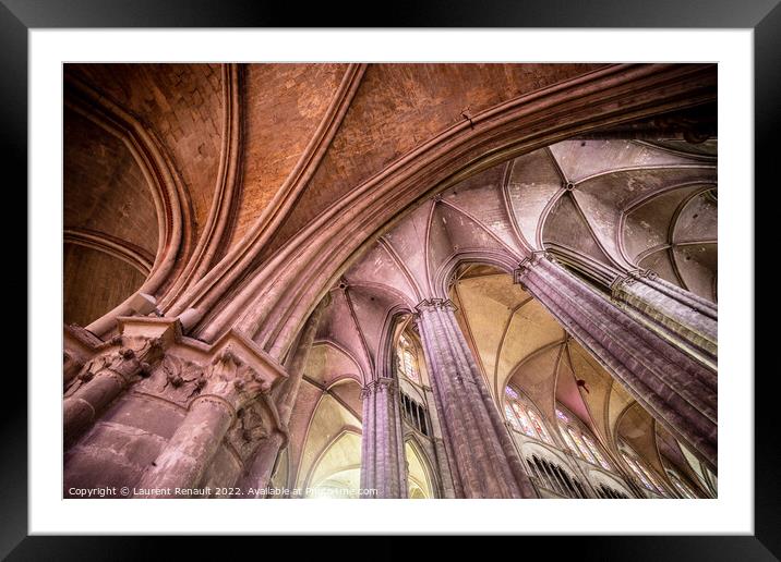 The cathedral of Bourges seen upwards from the deambulatory Framed Mounted Print by Laurent Renault