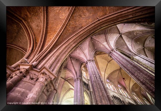The cathedral of Bourges seen upwards from the deambulatory Framed Print by Laurent Renault