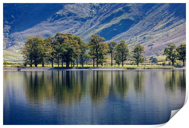 Buttermere lake reflection, UK Print by Phil Crean