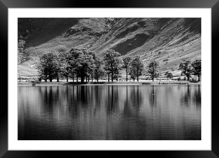 Buttermere lake monochrome Framed Mounted Print by Phil Crean