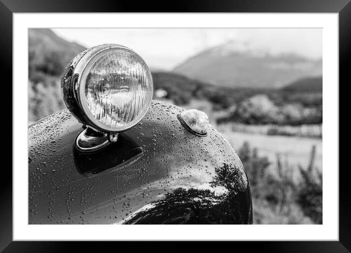 Headlamp and mudguard in the rain Framed Mounted Print by Phil Crean