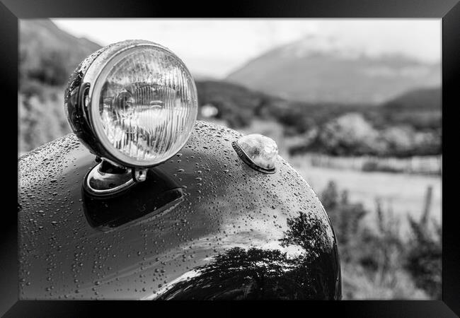 Headlamp and mudguard in the rain Framed Print by Phil Crean