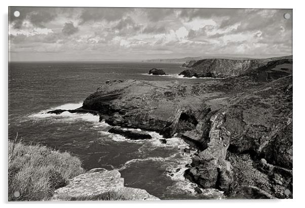 Cornish coast from Tintagel Acrylic by Pete Hemington