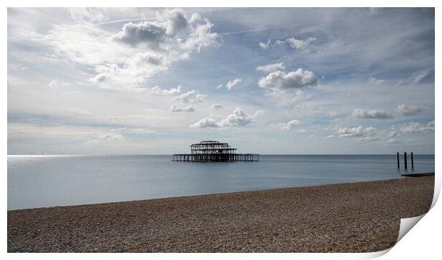 Brighton Seafront, Old west Pier Print by kathy white