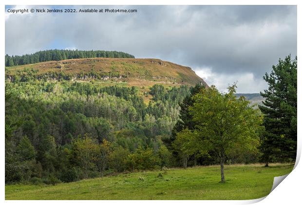 The Hillside of Pen Pych Overlooking Blaencwm Rhondda Fawr Print by Nick Jenkins
