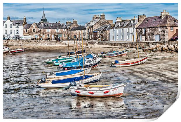 Boats at Stonehaven Print by Valerie Paterson
