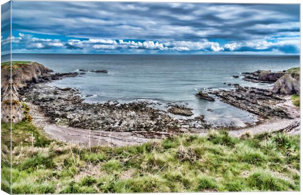 Stonehaven Rocky Coast Canvas Print by Valerie Paterson