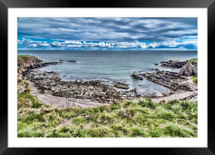 Stonehaven Rocky Coast Framed Mounted Print by Valerie Paterson