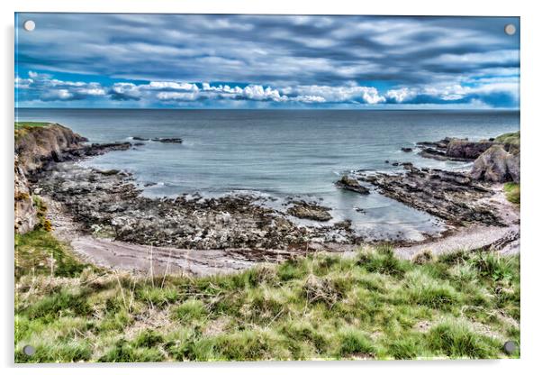 Stonehaven Rocky Coast Acrylic by Valerie Paterson