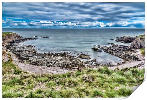 Stonehaven Rocky Coast Print by Valerie Paterson