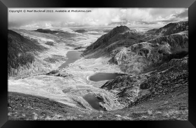 Ogwen Mountain Landscape Snowdonia Black and White Framed Print by Pearl Bucknall