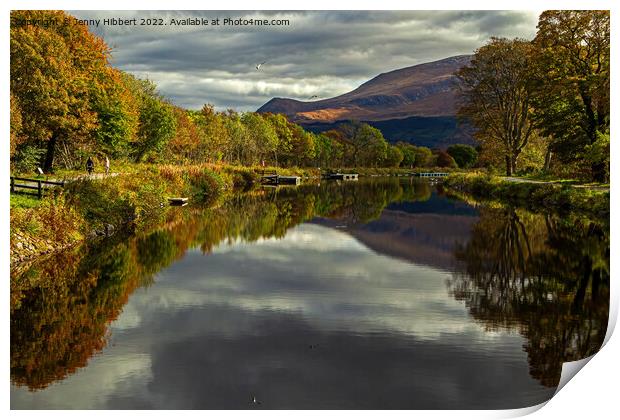 Reflections of Ben Nevis in the Caledonian canal, Corpach Print by Jenny Hibbert