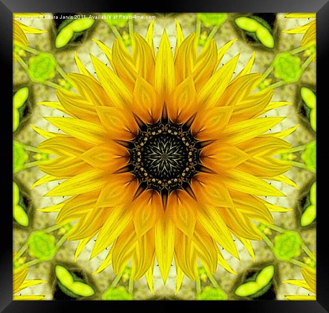 Kaleidoscope Sunflower Framed Print by Laura Jarvis