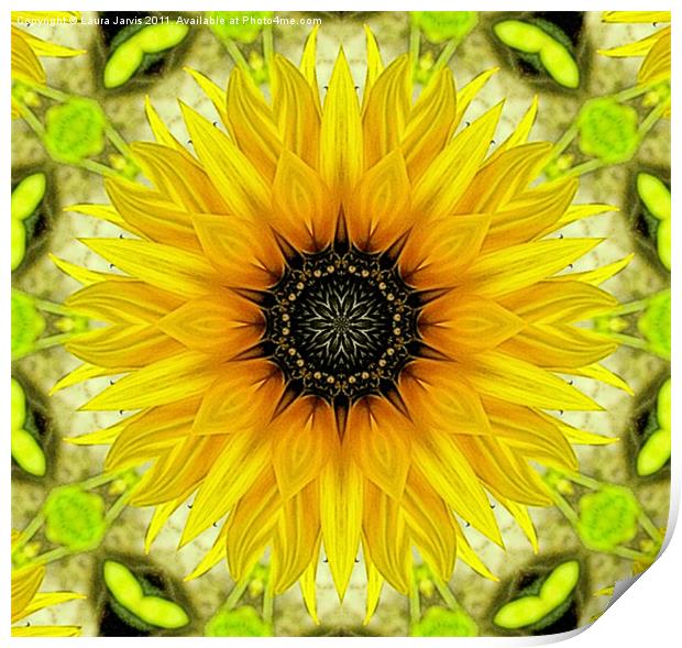 Kaleidoscope Sunflower Print by Laura Jarvis