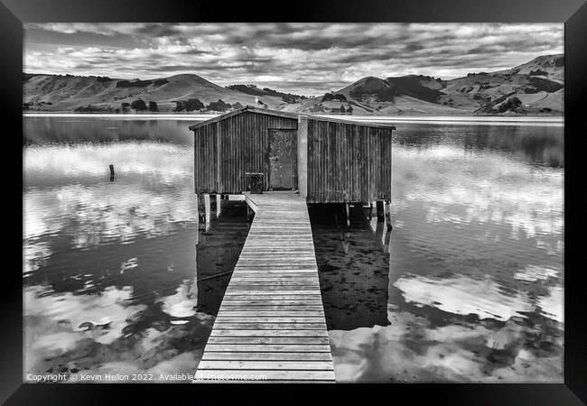 Boatshed at Hooper's Inlet, Otago Peninsular, South Island, New  Framed Print by Kevin Hellon