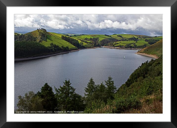 Looking across Llyn Clywedog Reservoir near Llanidloes Framed Mounted Print by Jenny Hibbert