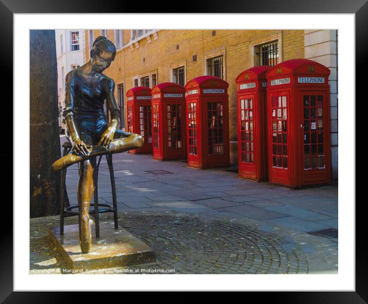 London Ballerina and the red phoneboxes Framed Mounted Print by Margaret Ryan