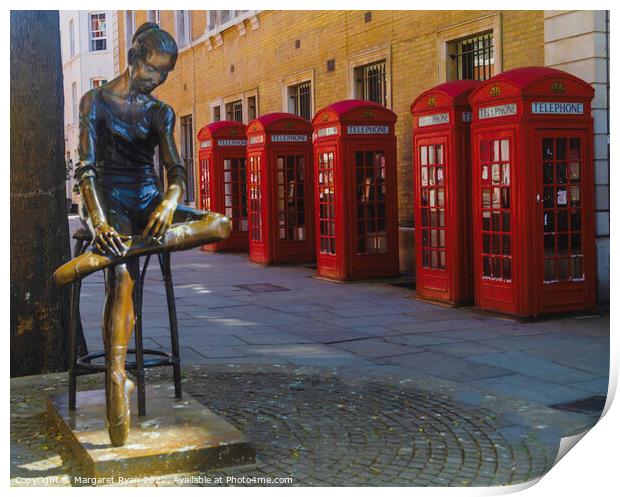 London Ballerina and the red phoneboxes Print by Margaret Ryan