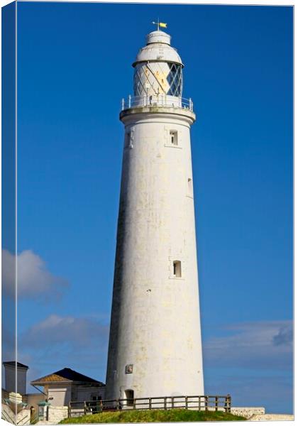 Just the Lighthouse - St Mary's Island Canvas Print by Martyn Arnold