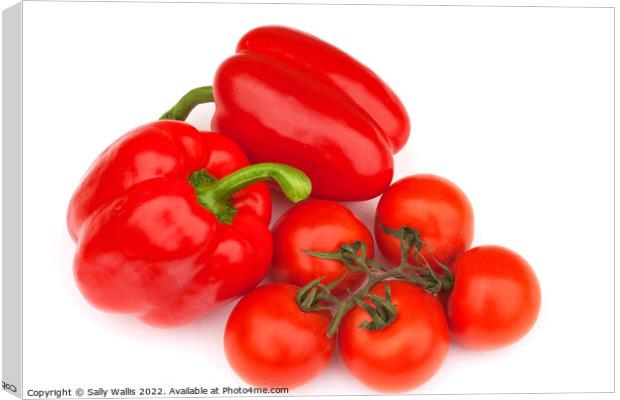 Bellpeppers & tomatoes Canvas Print by Sally Wallis