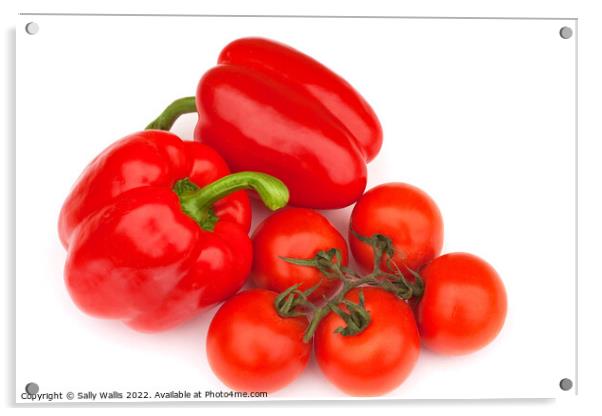 Bellpeppers & tomatoes Acrylic by Sally Wallis