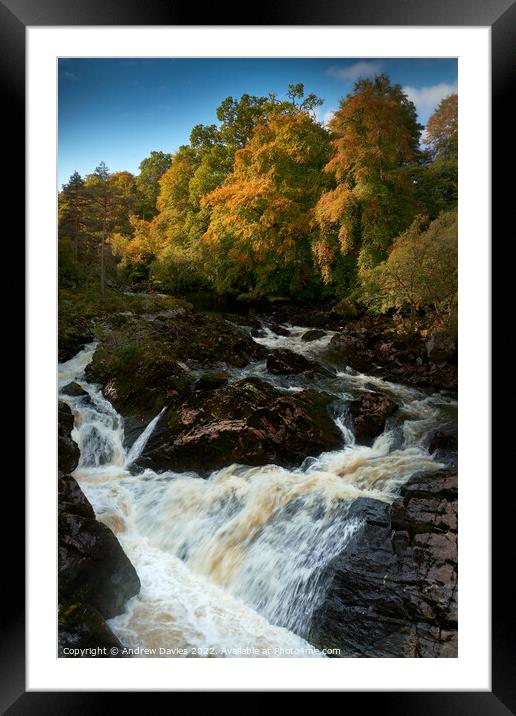 Falls of Feugh at Banchory in autumn Framed Mounted Print by Andrew Davies