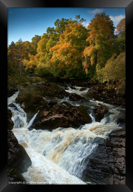 Falls of Feugh at Banchory in autumn Framed Print by Andrew Davies