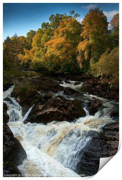 Falls of Feugh at Banchory in autumn Print by Andrew Davies