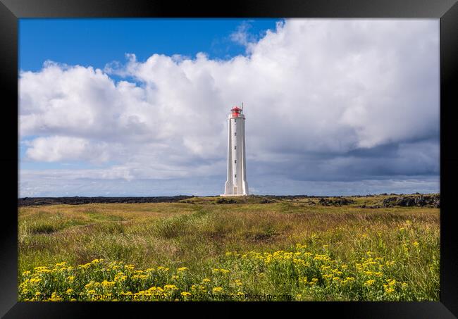 Malariff lighthouse Helnar Iceland Framed Print by Graeme Taplin Landscape Photography