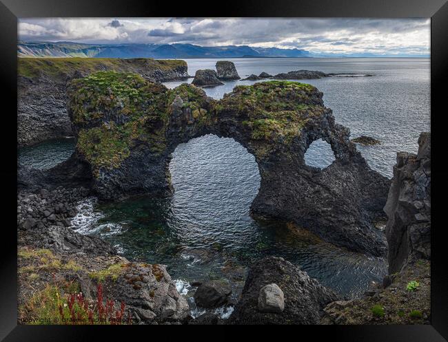 Gatklettur Stone Arch Iceland Framed Print by Graeme Taplin Landscape Photography