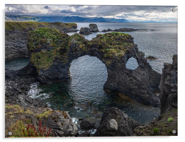 Gatklettur Stone Arch Iceland Acrylic by Graeme Taplin Landscape Photography