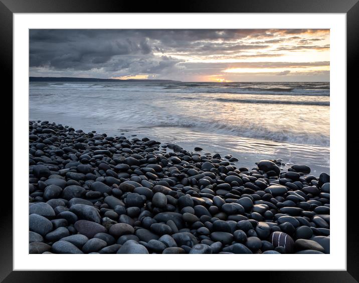 Moody sunset clouds at Westward Ho! Framed Mounted Print by Tony Twyman