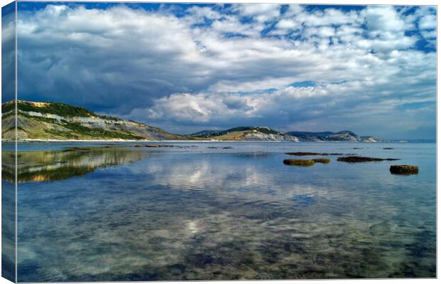 Jurassic Coast and Lyme Bay Reflections Canvas Print by Darren Galpin