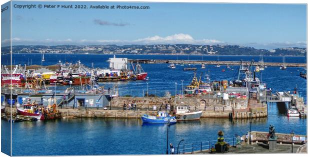 A Sunny Day Over Brixham Harbour  Canvas Print by Peter F Hunt
