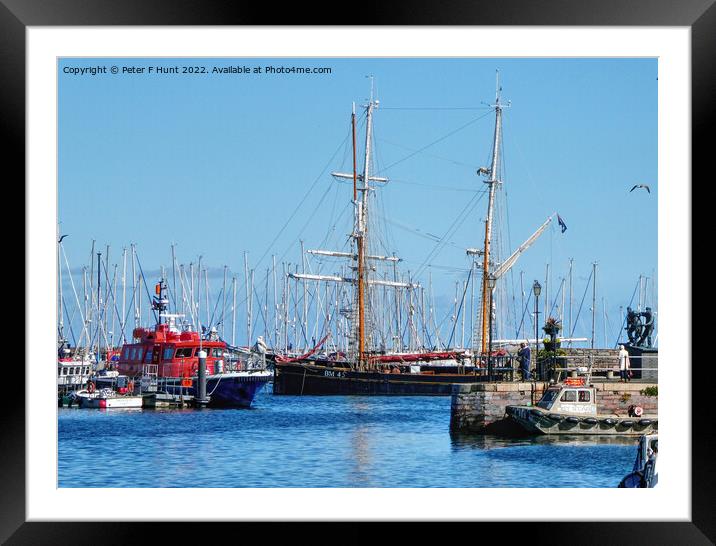 Tall Ships In Brixham Framed Mounted Print by Peter F Hunt