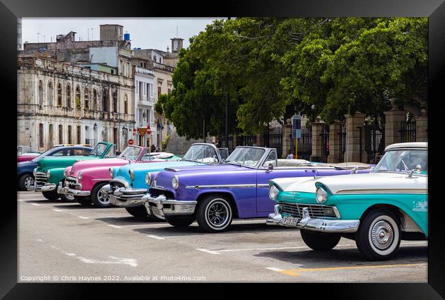 Havana Taxi Rank Framed Print by Chris Haynes