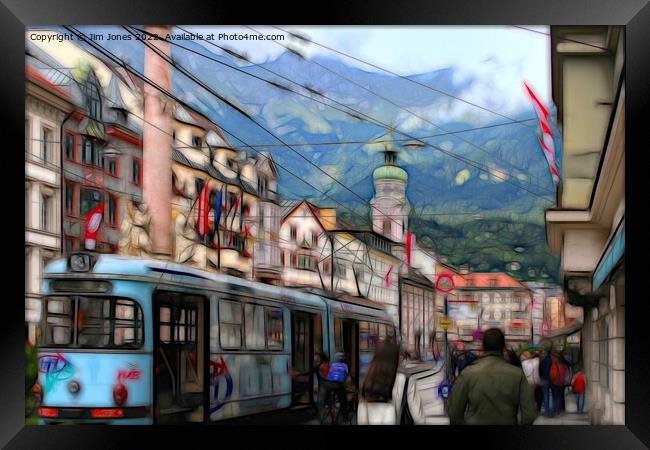 Artistic Innsbruck Street Scene Framed Print by Jim Jones
