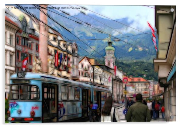 Artistic Innsbruck Street Scene Acrylic by Jim Jones