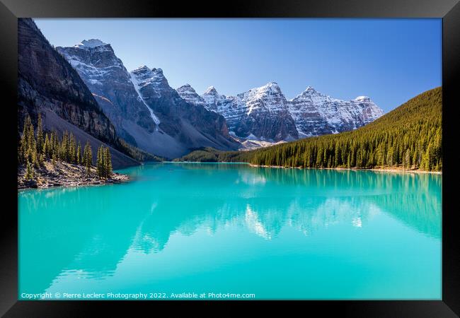 Beautiful Moraine Lake In Banff Framed Print by Pierre Leclerc Photography