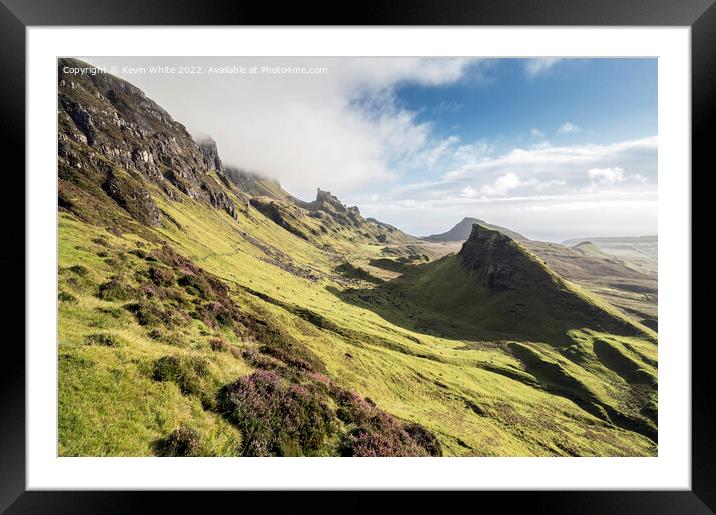 Heather growing high up on the Quiraings mountains Framed Mounted Print by Kevin White