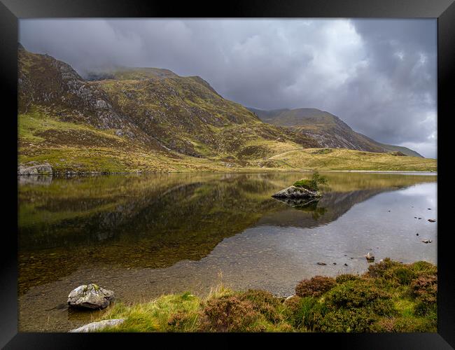 Llyn Idwal in Cwm Idwal National Nature Reserve. Framed Print by Colin Allen