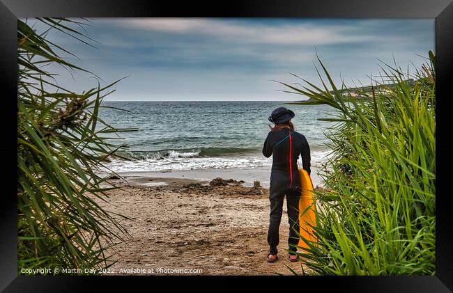 Waiting on the surf Framed Print by Martin Day