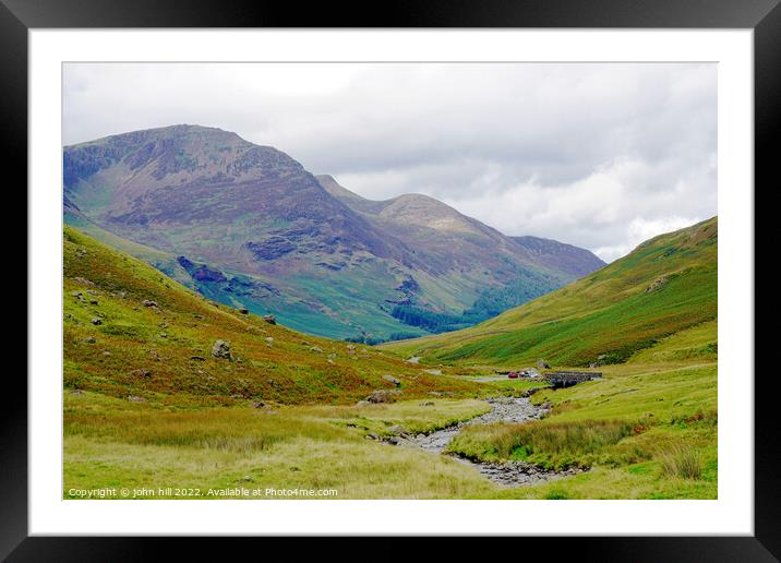 View of High Stile and Red Pike from Honister Pass. Framed Mounted Print by john hill