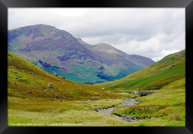 View of High Stile and Red Pike from Honister Pass. Framed Print by john hill