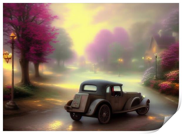 Misty Morning in the Burbs Print by Picture Wizard
