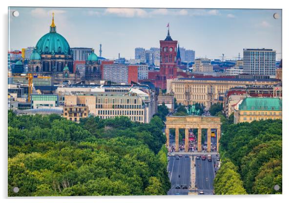 Berlin City Skyline With Brandenburg Gate Acrylic by Artur Bogacki